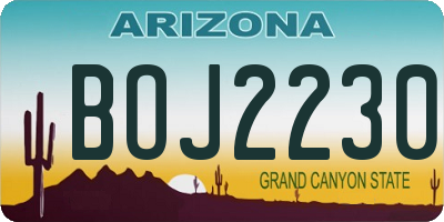 AZ license plate BOJ2230