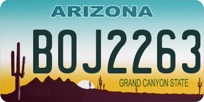 AZ license plate BOJ2263