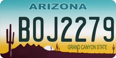 AZ license plate BOJ2279