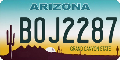 AZ license plate BOJ2287