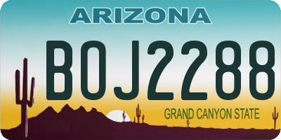 AZ license plate BOJ2288
