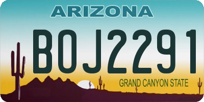 AZ license plate BOJ2291