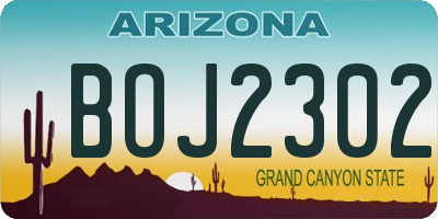 AZ license plate BOJ2302