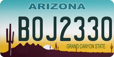 AZ license plate BOJ2330