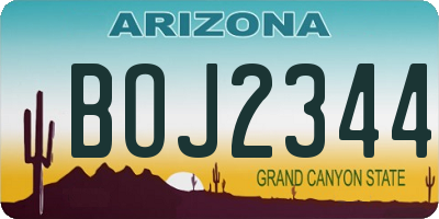 AZ license plate BOJ2344
