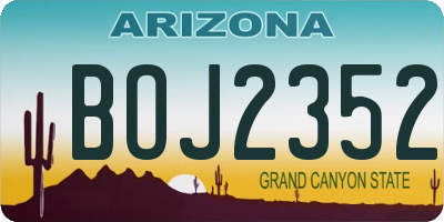 AZ license plate BOJ2352