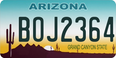 AZ license plate BOJ2364