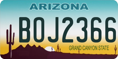 AZ license plate BOJ2366