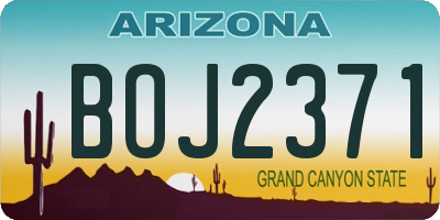 AZ license plate BOJ2371