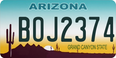 AZ license plate BOJ2374
