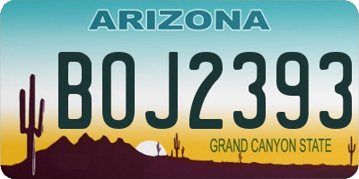 AZ license plate BOJ2393