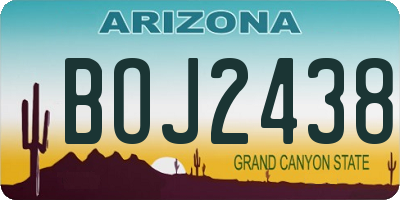 AZ license plate BOJ2438