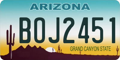 AZ license plate BOJ2451