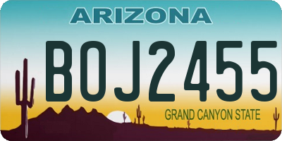 AZ license plate BOJ2455