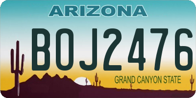 AZ license plate BOJ2476