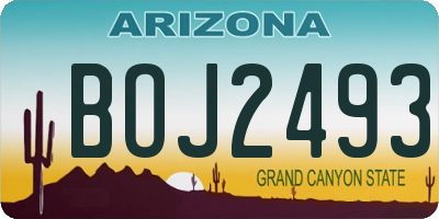 AZ license plate BOJ2493