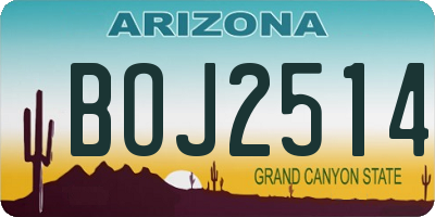 AZ license plate BOJ2514