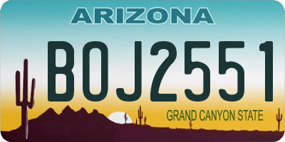 AZ license plate BOJ2551