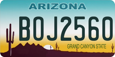 AZ license plate BOJ2560