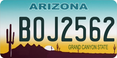AZ license plate BOJ2562