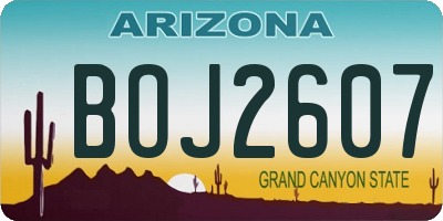 AZ license plate BOJ2607