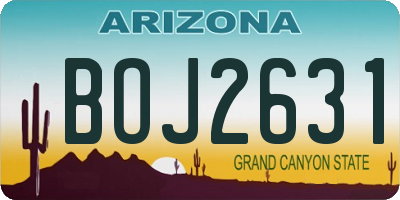 AZ license plate BOJ2631