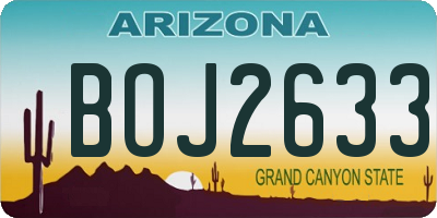 AZ license plate BOJ2633