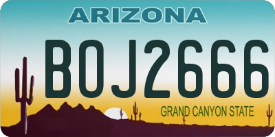AZ license plate BOJ2666