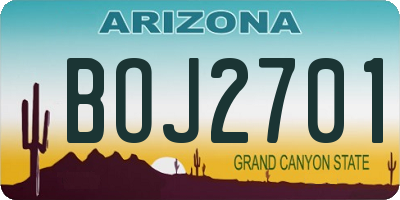 AZ license plate BOJ2701
