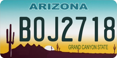 AZ license plate BOJ2718