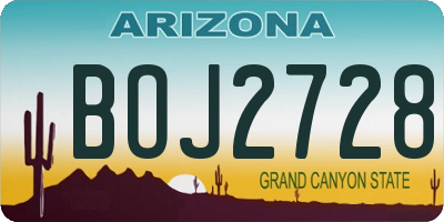 AZ license plate BOJ2728