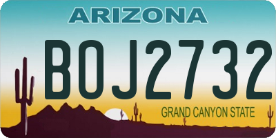 AZ license plate BOJ2732
