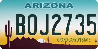 AZ license plate BOJ2735