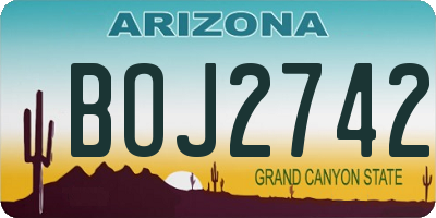 AZ license plate BOJ2742