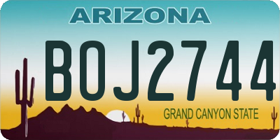 AZ license plate BOJ2744