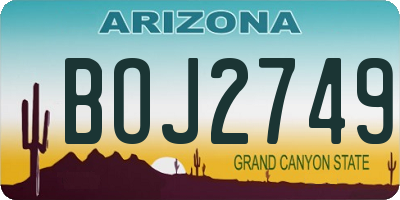 AZ license plate BOJ2749