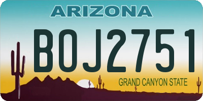 AZ license plate BOJ2751