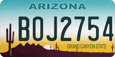 AZ license plate BOJ2754