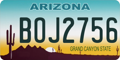 AZ license plate BOJ2756
