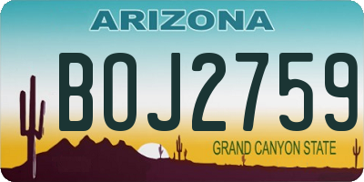 AZ license plate BOJ2759