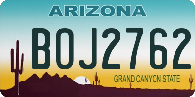 AZ license plate BOJ2762