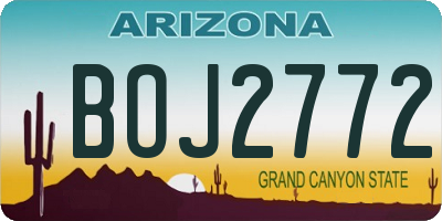 AZ license plate BOJ2772