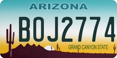 AZ license plate BOJ2774