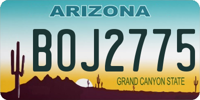 AZ license plate BOJ2775