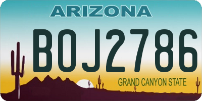 AZ license plate BOJ2786