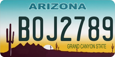 AZ license plate BOJ2789