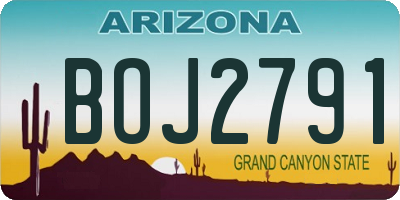 AZ license plate BOJ2791