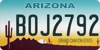 AZ license plate BOJ2792