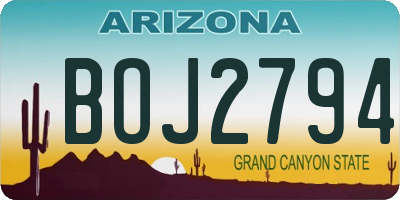 AZ license plate BOJ2794