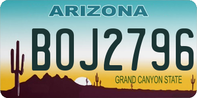 AZ license plate BOJ2796